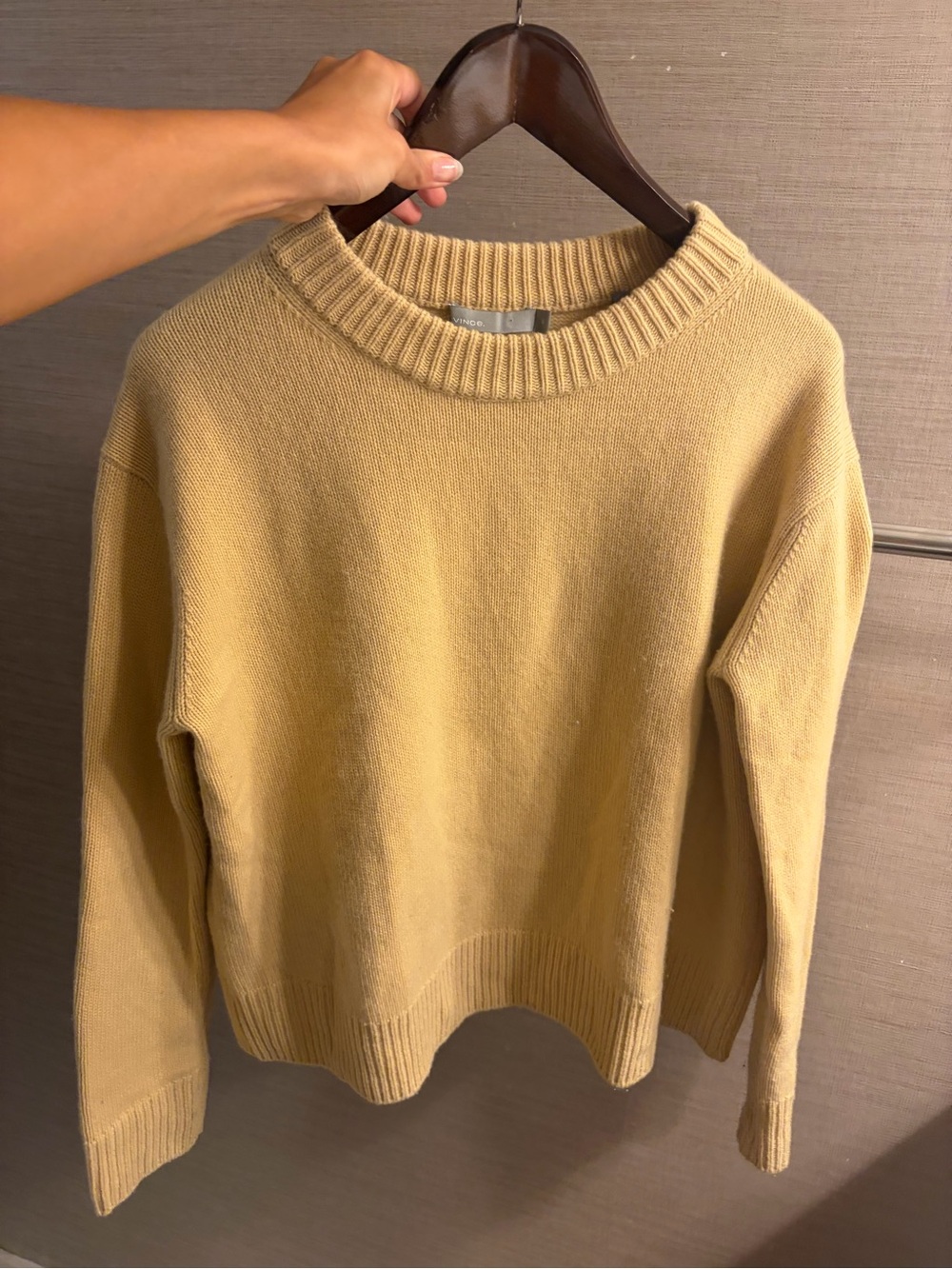 Vince Cashmere Crewneck Sweater in Mustard Yellow